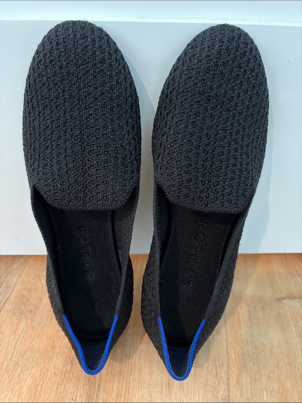 Rothy’s Black Slip-On Textured Knit Loafers